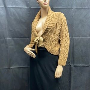 Vintage INC International Concepts Cable Knit Cropped Cardigan with Bow Tie